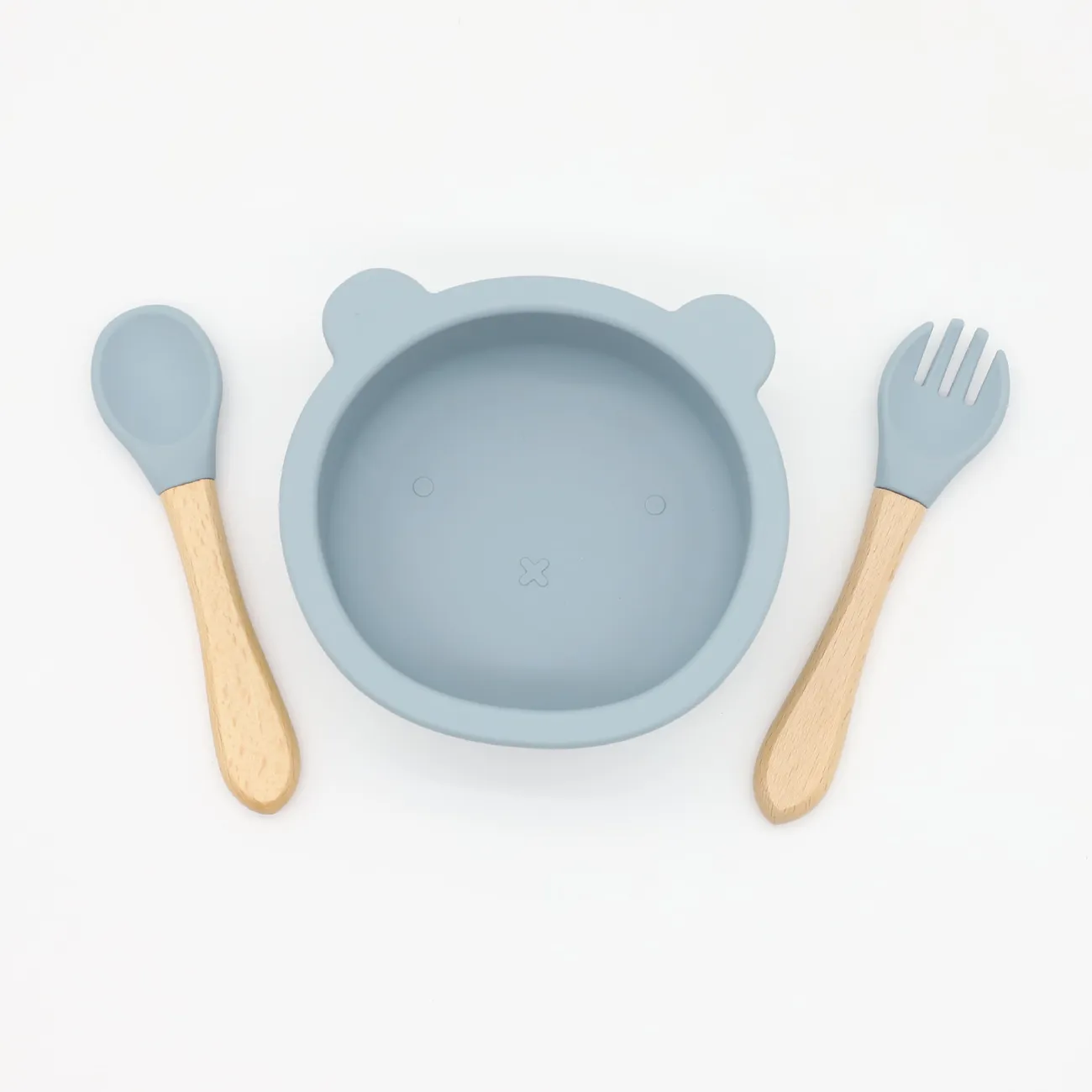 Baby Self Feeding Utensils Spoon and Fork Set Gray