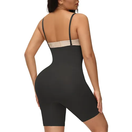 Body modelador para controle de barriga feminino sem costura body modelador de corpo inteiro busto aberto no meio da coxa shorts modelador corporal