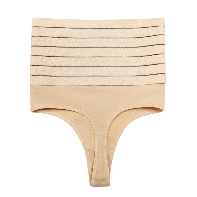 Women Thong Shapewear Striped Butt Lifter Shapewear Tummy Slimmer High Waist Panty Body Shaper Underwear
