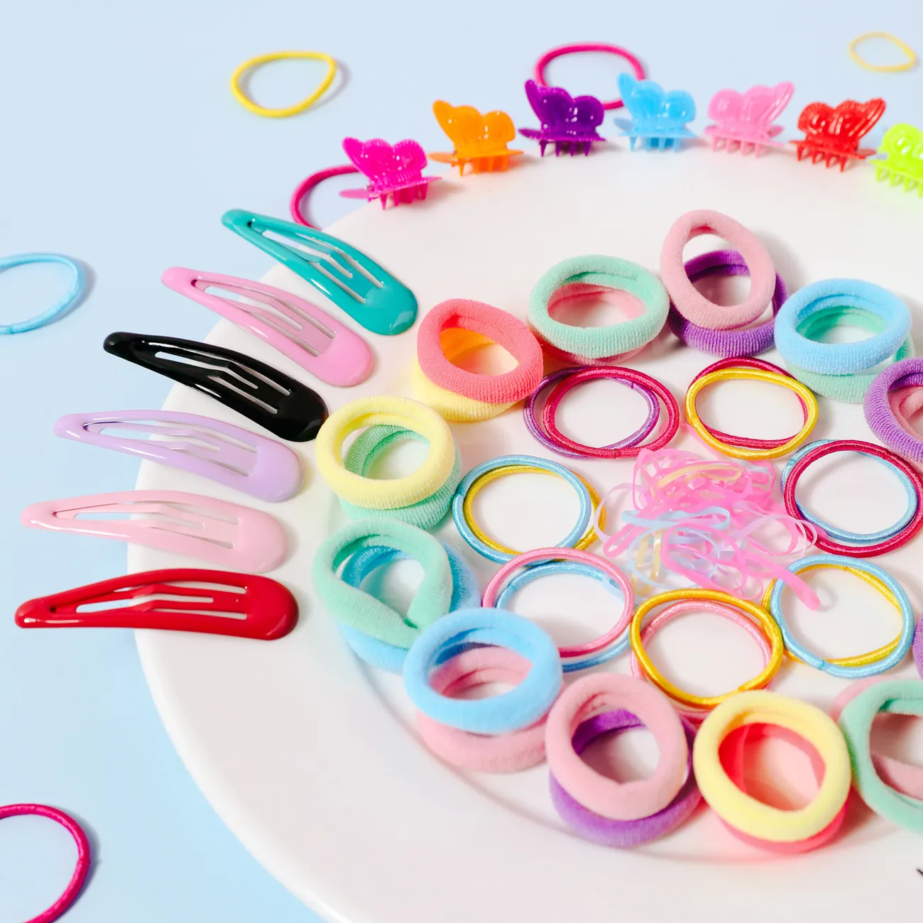 1180-pack Multi-Style Hair Ties and Hair Clips Hair Accessory Sets for Girls Color-C big image 1