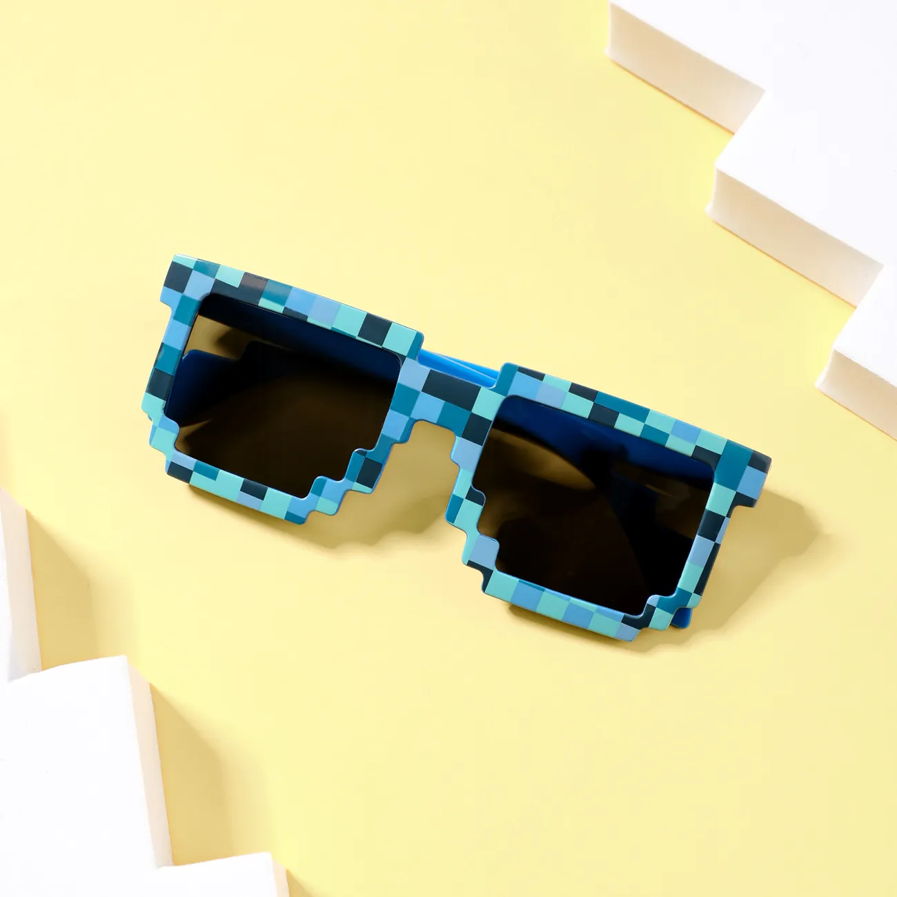 óculos decorativos de moldura de mosaico criativo para crianças Azul big image 1