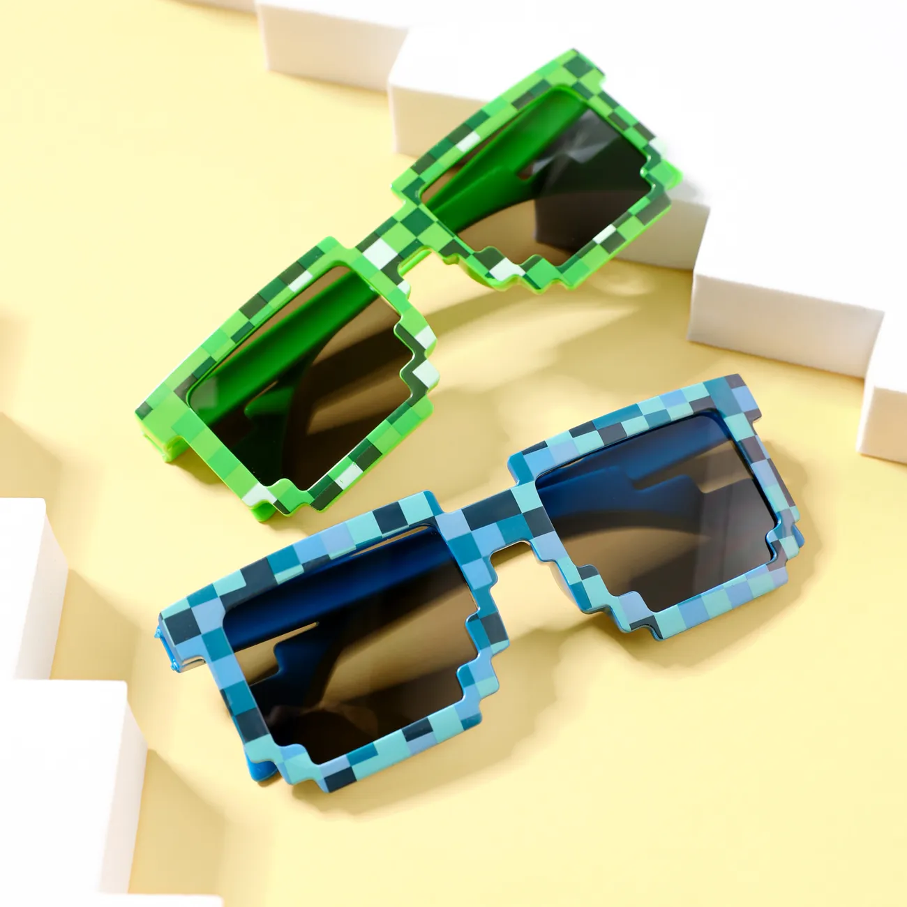 gafas decorativas con marco de mosaico creativo para niños Azul big image 1