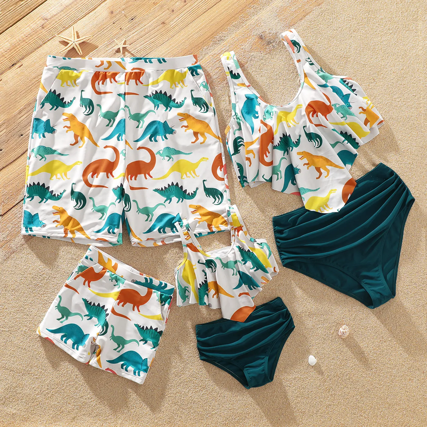 

Family Matching Print One-piece/Two-piece Swimsuit or Swim Trunks Shorts