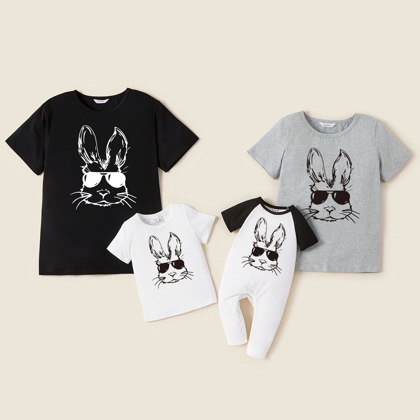 

Easter Family Matching 95% Cotton Short-sleeve Rabbit Print Tee
