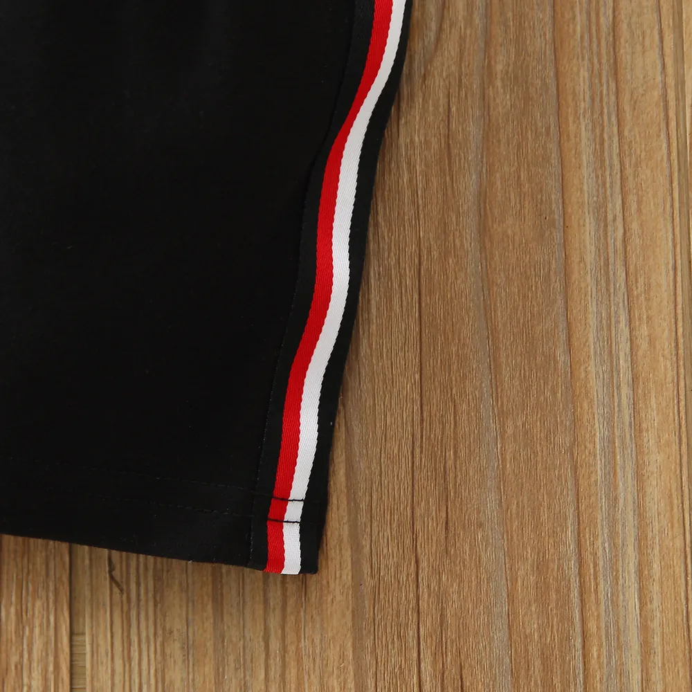 2pcs Toddler Boy Casual Colorblock Striped Polo Shirt and Shorts Set  big image 10