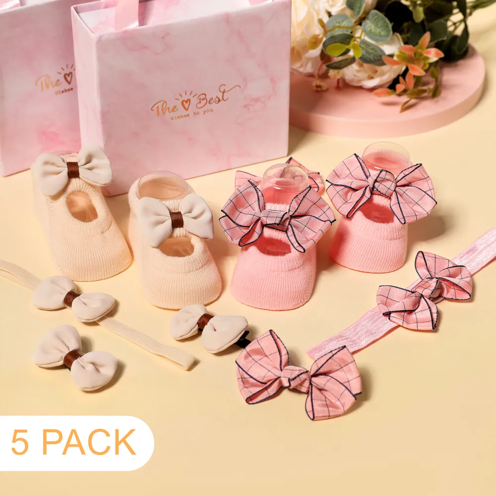 3-pack Baby Bow Decor Socks and Headband and Hair Clip Set big image 8