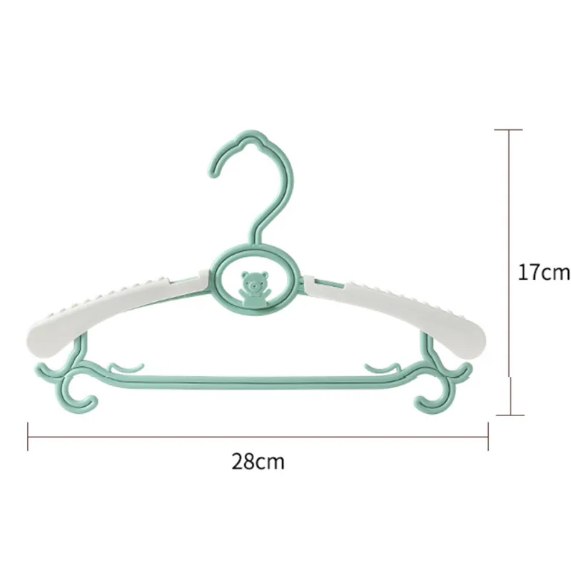 5-pack Adjustable Newborn Baby Hangers Plastic Non-Slip Extendable Laundry Hangers for Toddler Kids Child Clothes Green big image 1