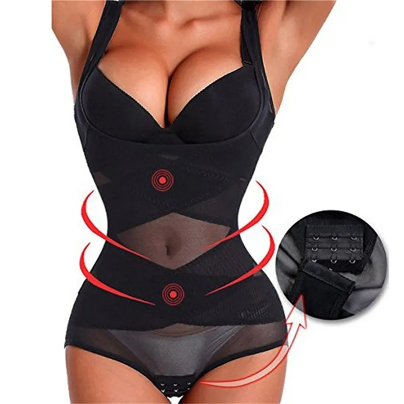 Mujeres Butt Lifter Bodysuit Cinturón Entrenador Shapewear Control de barriga Body Shaper Open Bust Bodysuits Negro big image 1