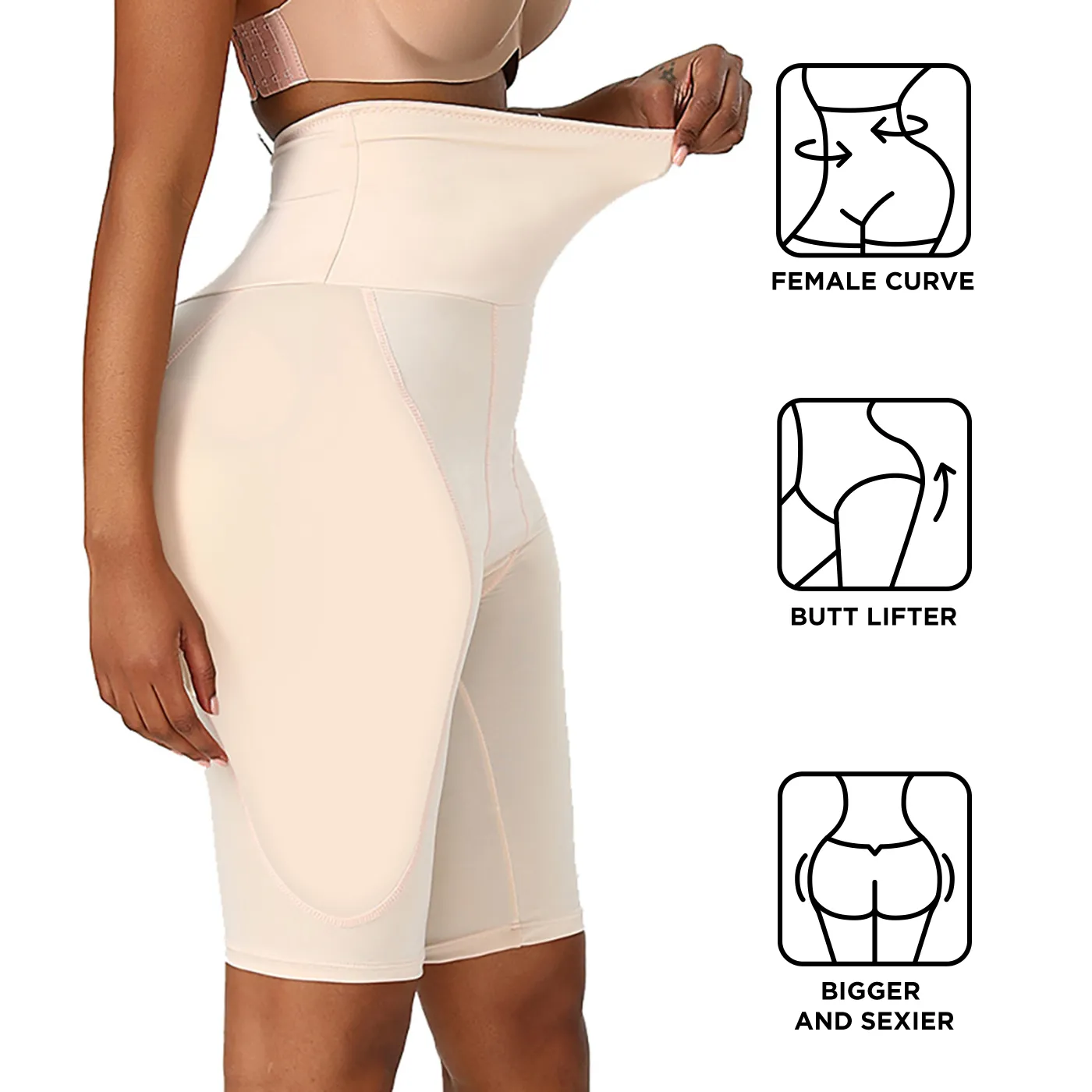Women High-Rise Padded Shapewear Panties Hip Enhancer Panties Shaper Shorts Sponge Padded Butt Lifter Padded Shapewear