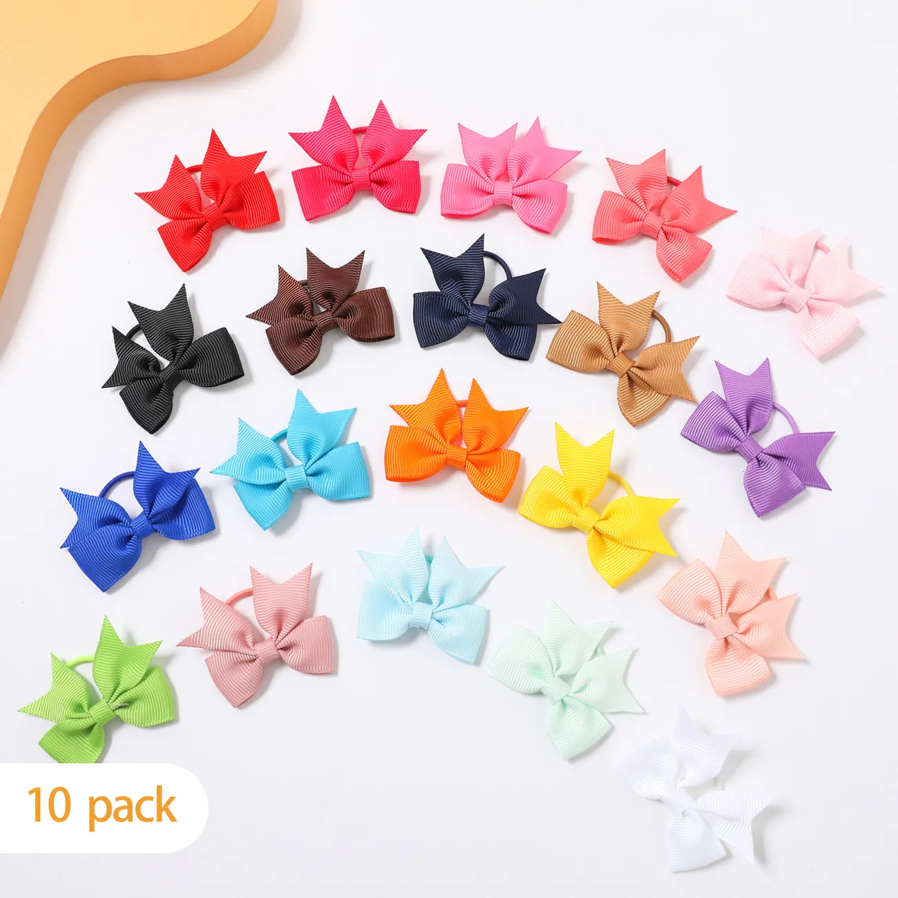 10-pack Solid Ribbed Bowknot Hair Ties for Girls Color-A big image 1