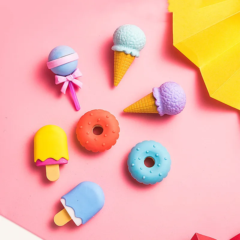 Food Erasers Cute 3D Donut Dessert Erasers Toy Gifts Set for Kids Classroom Rewards Student Stationery Supply big image 5