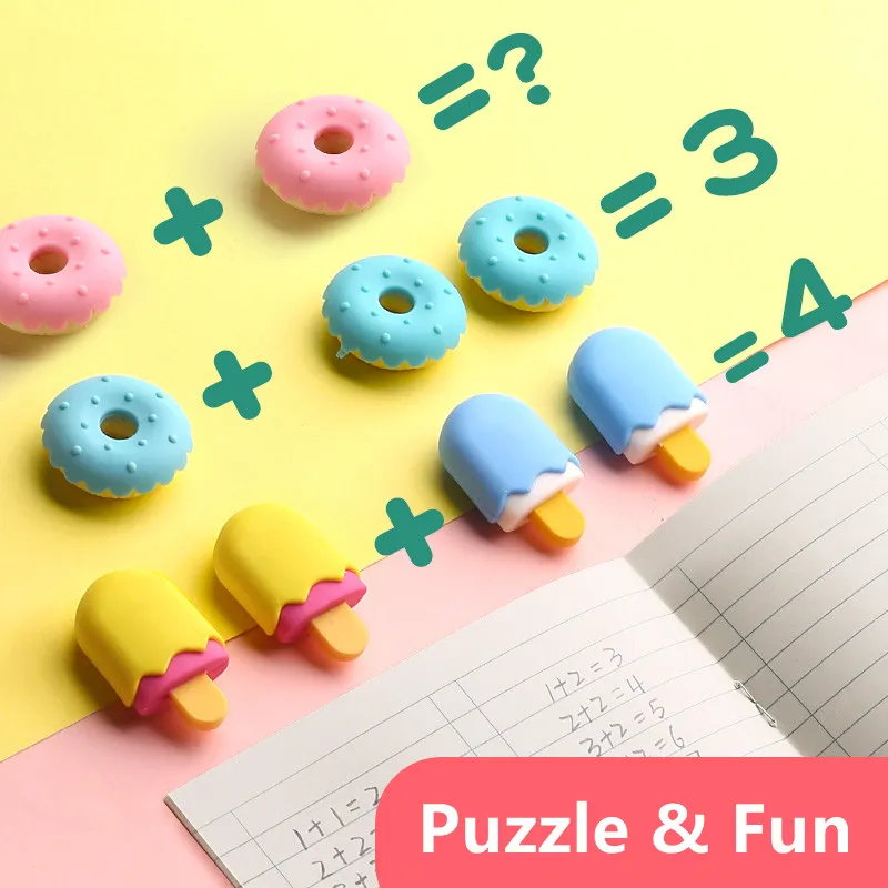Food Erasers Cute 3D Donut Dessert Erasers Toy Gifts Set for Kids Classroom Rewards Student Stationery Supply Light Pink image 4