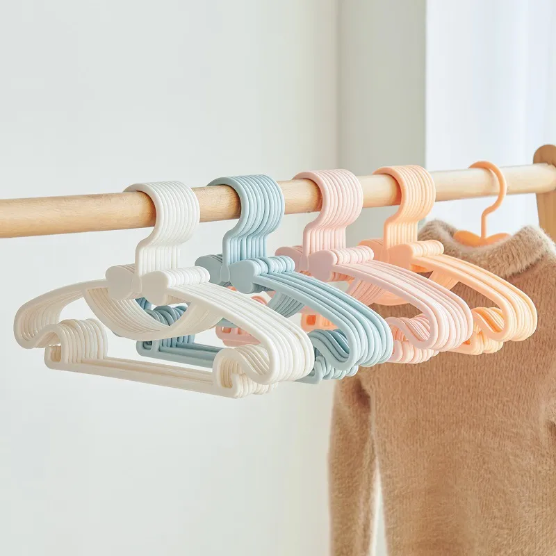 10 pacotes de cabides de bebê de plástico cabides de roupas antiderrapantes para lavanderia e armário Rosa big image 1