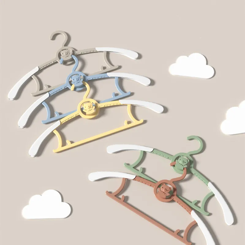 5-pack Adjustable Newborn Baby Hangers Plastic Non-Slip Extendable Laundry Hangers for Toddler Kids Child Clothes Color-A big image 1