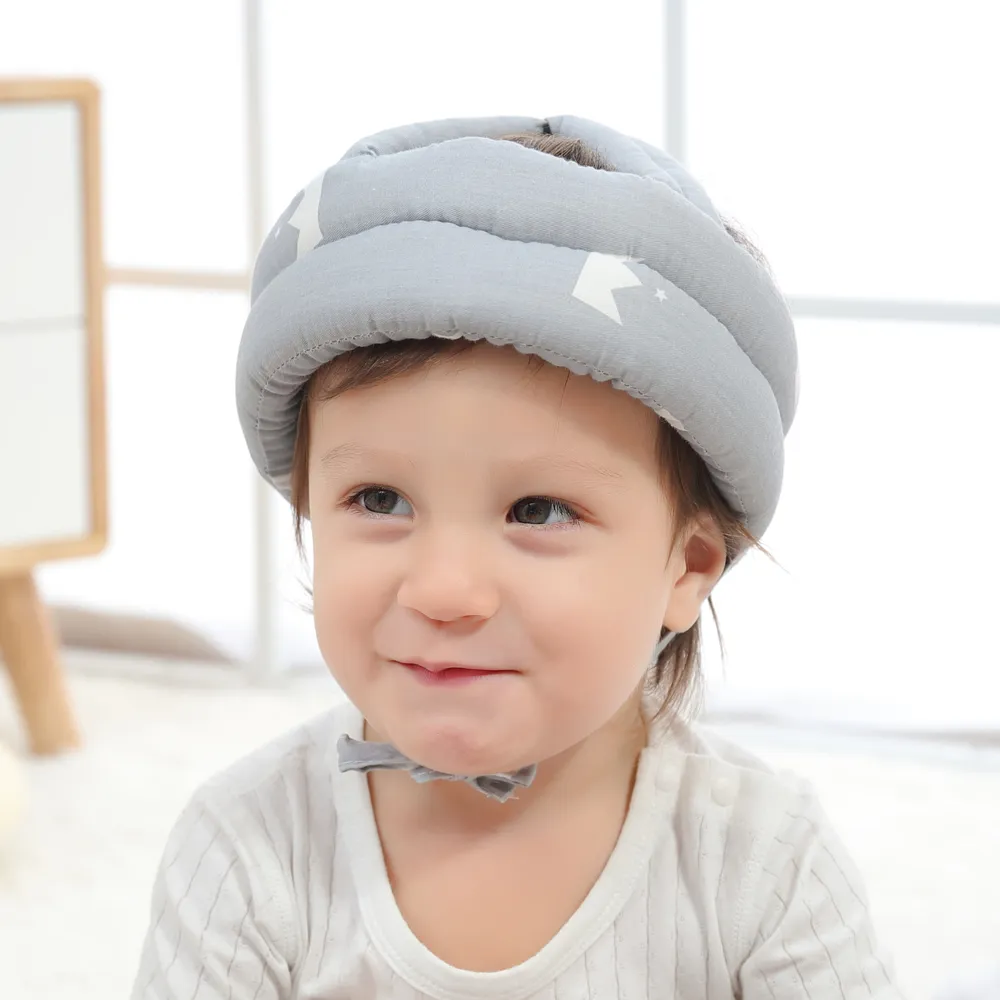Baby Toddler Head Drop Protection Helmet for Crawling Walking Headguard Anti-collision Lace-Up Head Cap Light Grey big image 1