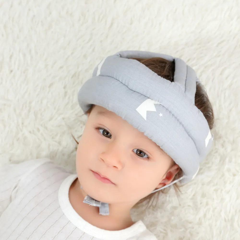 Baby Toddler Head Drop Protection Helmet for Crawling Walking Headguard Anti-collision Lace-Up Head Cap Light Grey big image 1