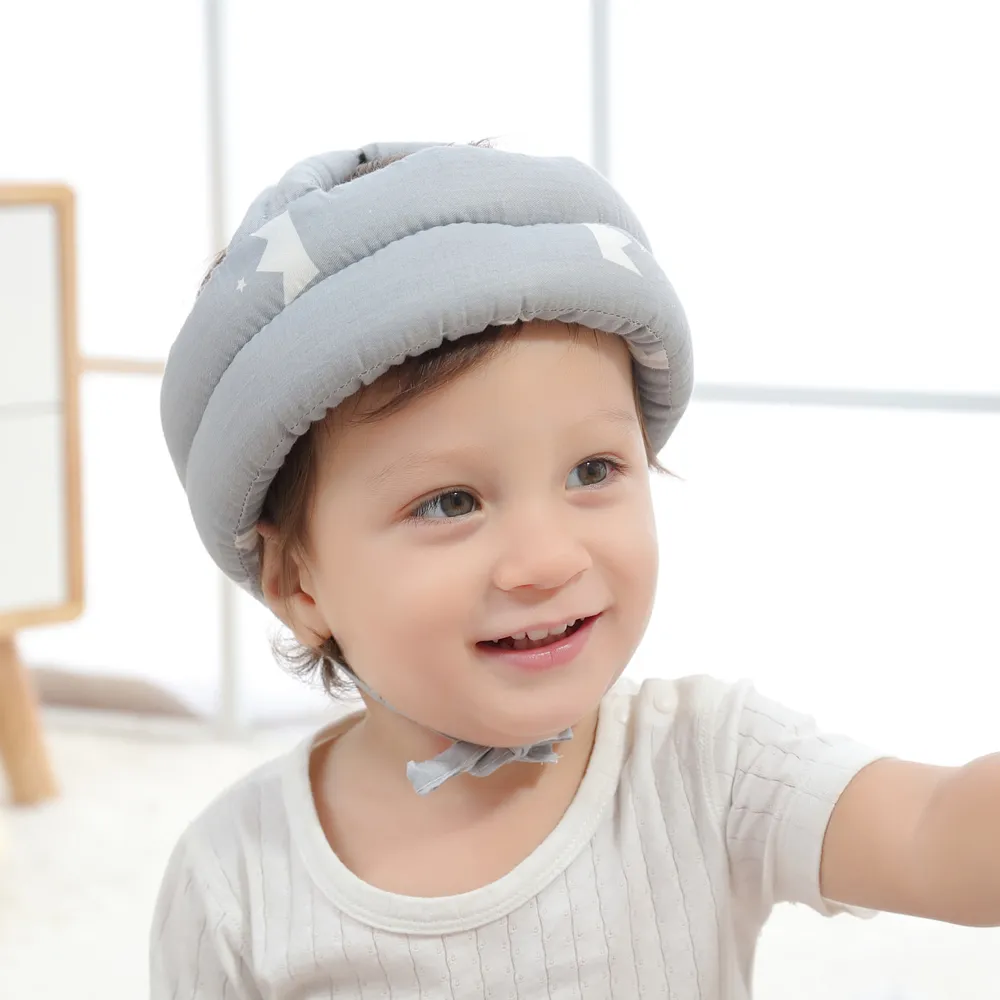 Baby Toddler Head Drop Protection Helmet for Crawling Walking Headguard Anti-collision Lace-Up Head Cap Grey big image 1