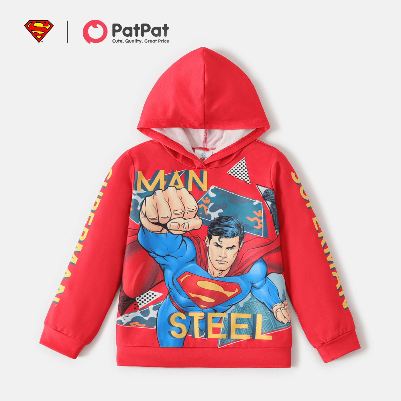 

Superman Kid Boy Letter Figure Print Hooded Sweatshirt