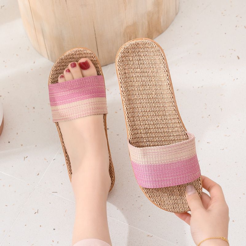 

Women Flax Slippers Breathable Lightweight Tatami Slippers Open Toe