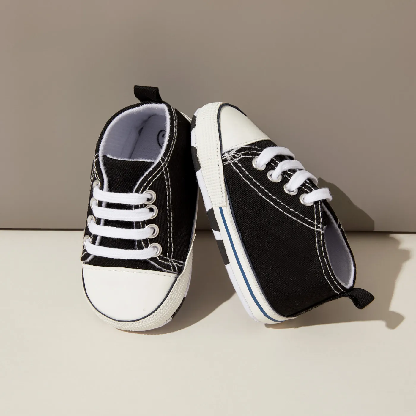 Baby / Toddler Simple Solid Lace Up Prewalker Shoes Black big image 1