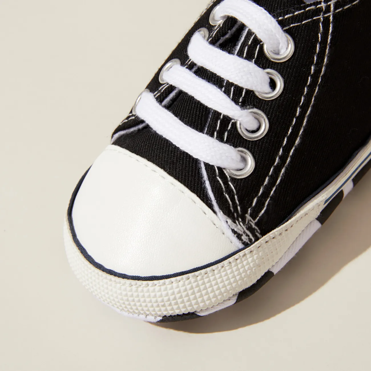 Baby / Toddler Simple Solid Lace Up Prewalker Shoes Black big image 1