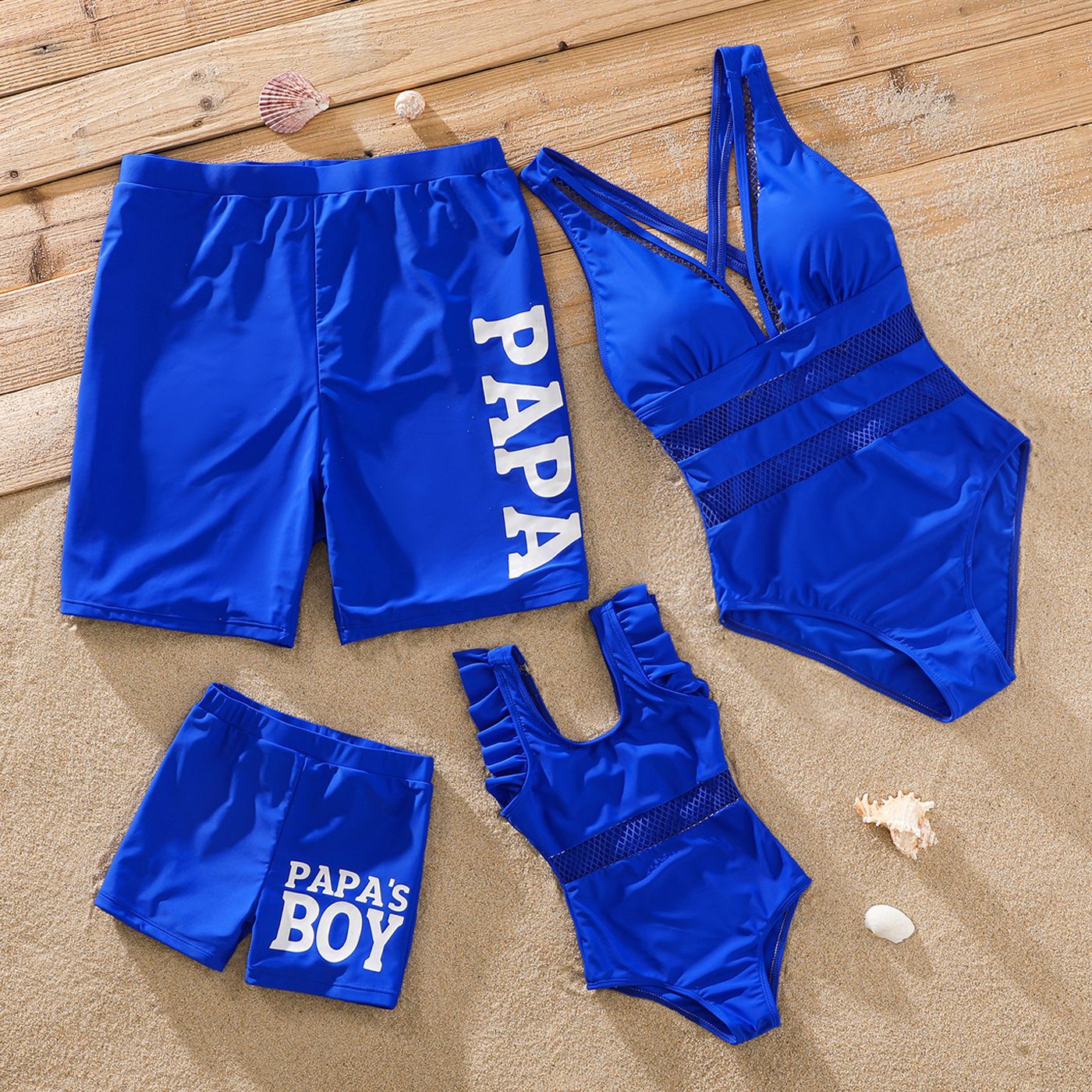 

Family Matching Color Block One-piece/Two-piece Swimsuit or Swim Trunks