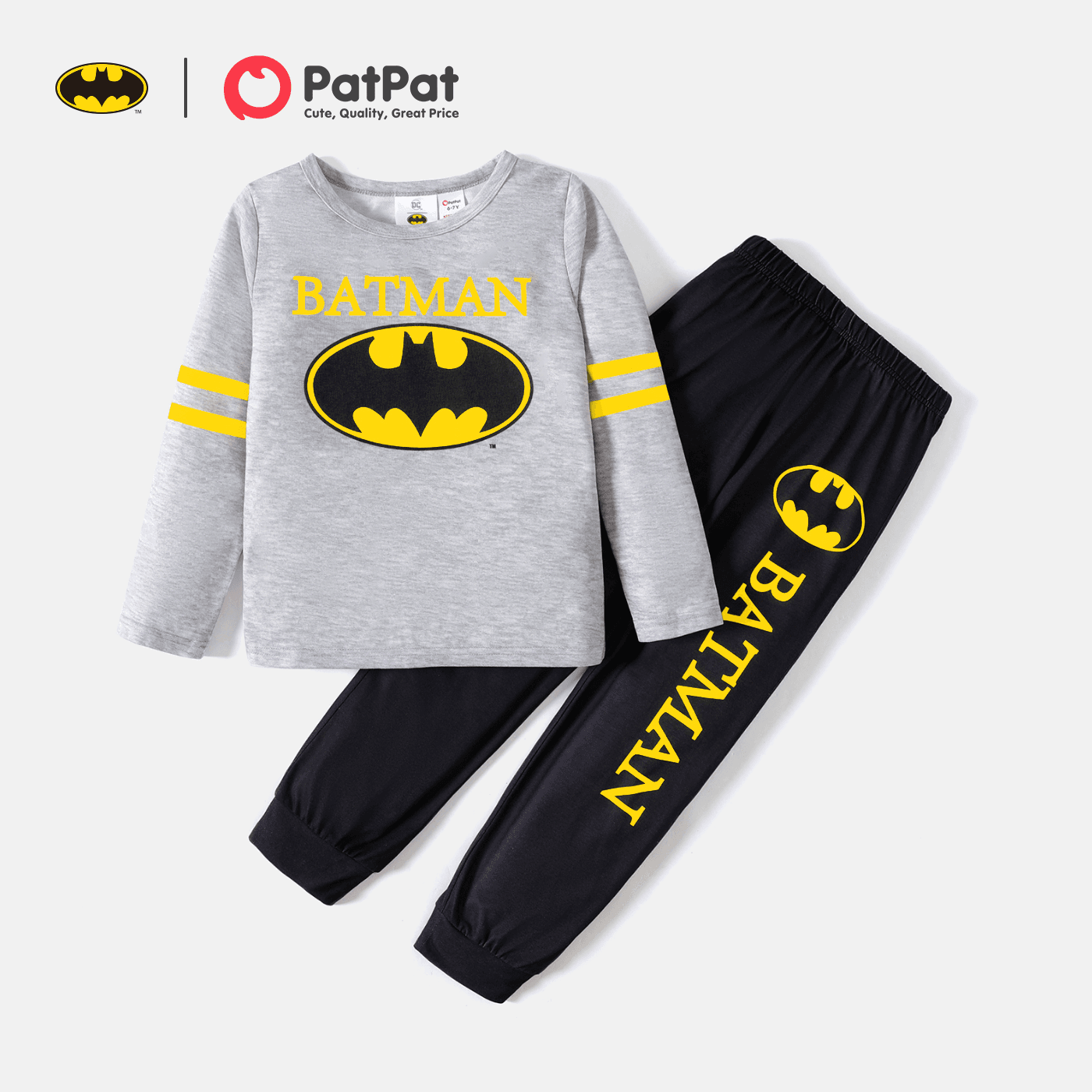 

Batman 2pcs Kid Boy Letter Print Striped Long-sleeve Tee and Pants Pajamas Set