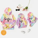 100% Cotton Letter Print Colorful Tie Dye Long-sleeve Hoodies for Mom and Me  image 2