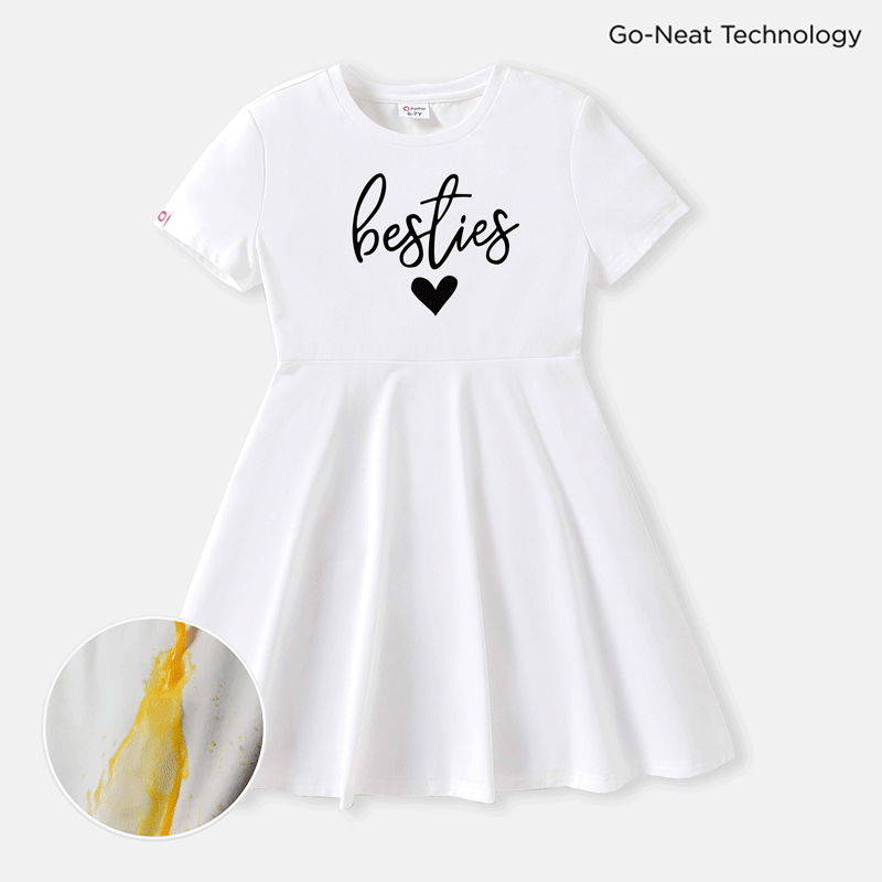 Go-Neat Kid Girl Water & Stain Resistant Eco Breathable Letter Print Short-sleeve Dress