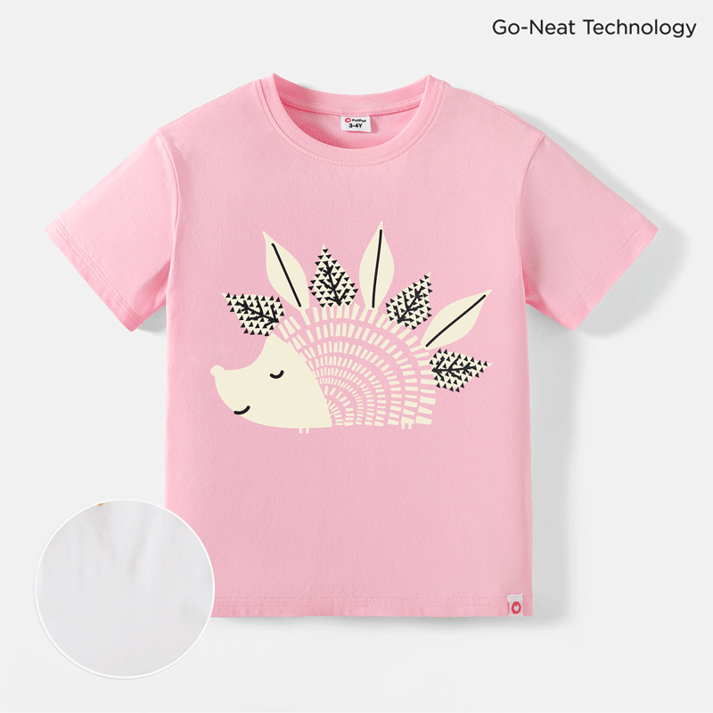Go-Neat Toddler Girl Water & Stain Resistant Hedgehog Print Breathable Short-sleeve Tee