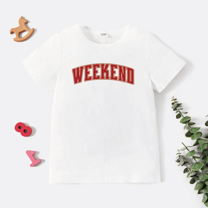 

Kid Boy Week Theme Letter Print Short-sleeve Cotton Tee