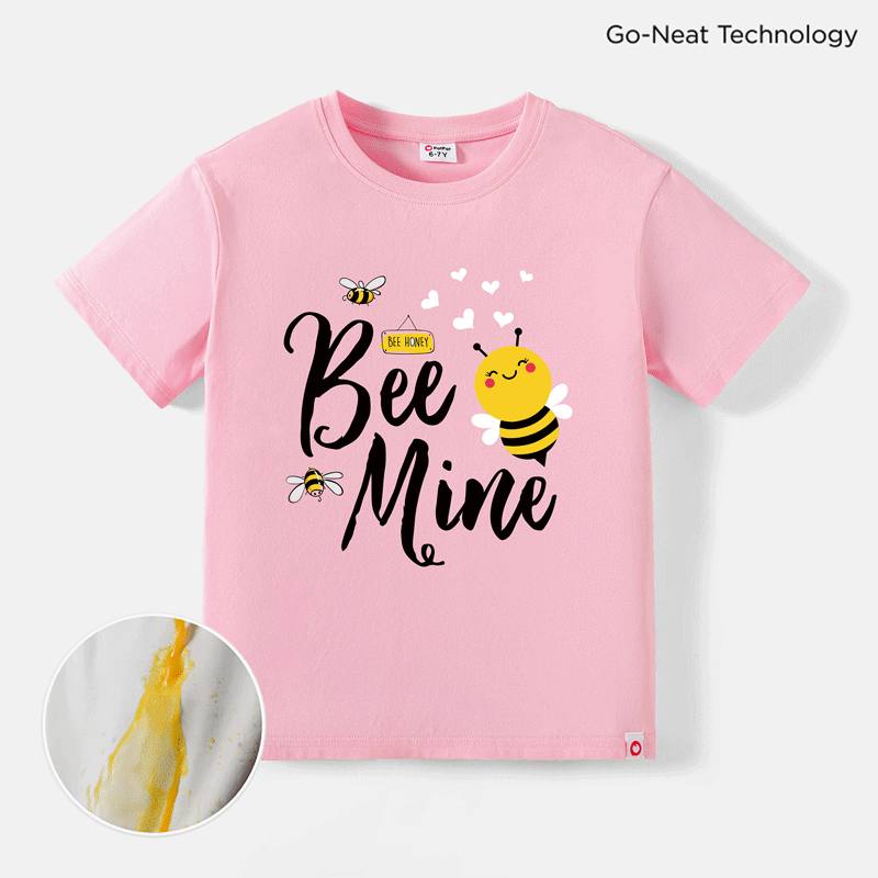 Go-Neat Water & Stain Resistant Eco Sibling Matching Bee & Letter Print Short-sleeve Tee