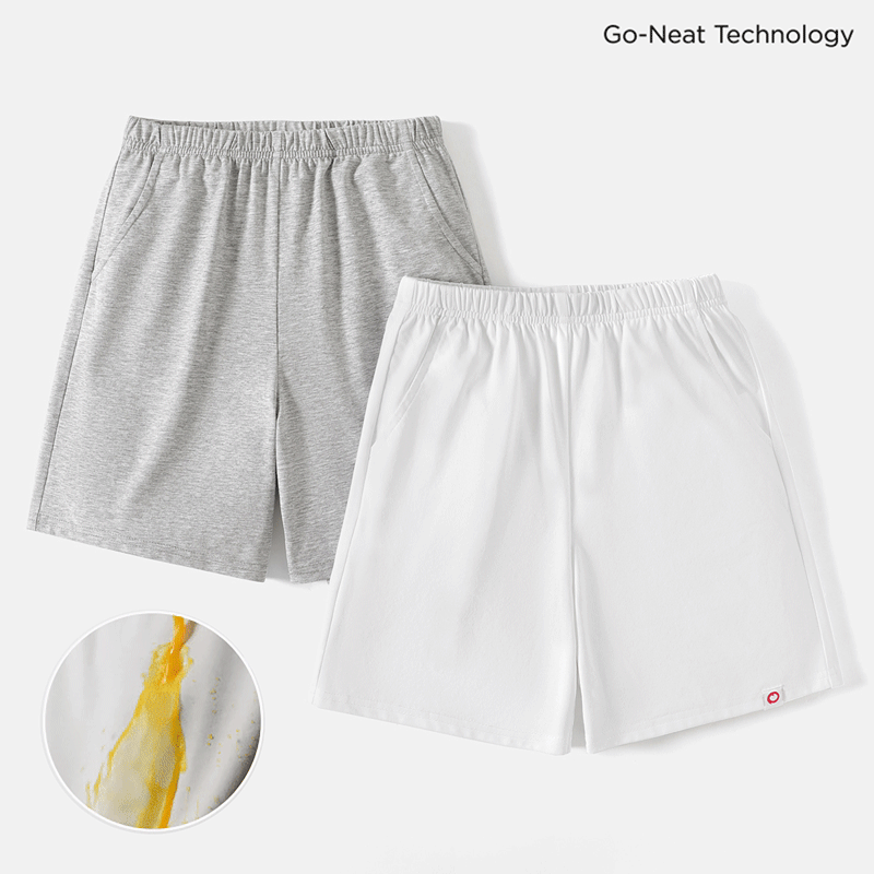 [4Y-14Y] Go-Neat Water Repellent and Stain Resistant Kid Boy Solid Color Elasticized Shorts
