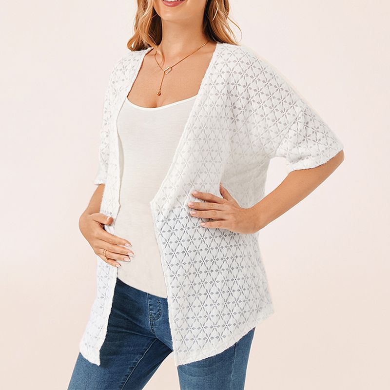 

Maternity Floral Eyelet Short-sleeve Cardigan