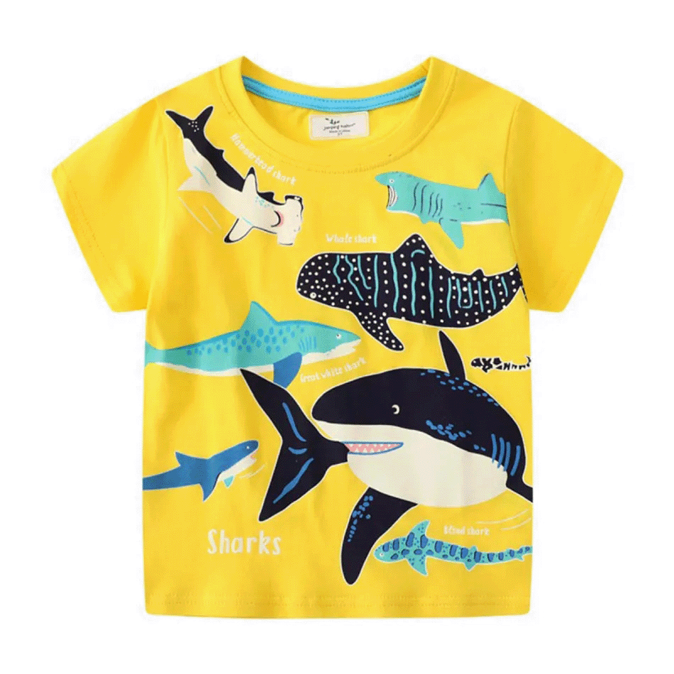 Toddler Fluorescent Sharks Printed T-shirt