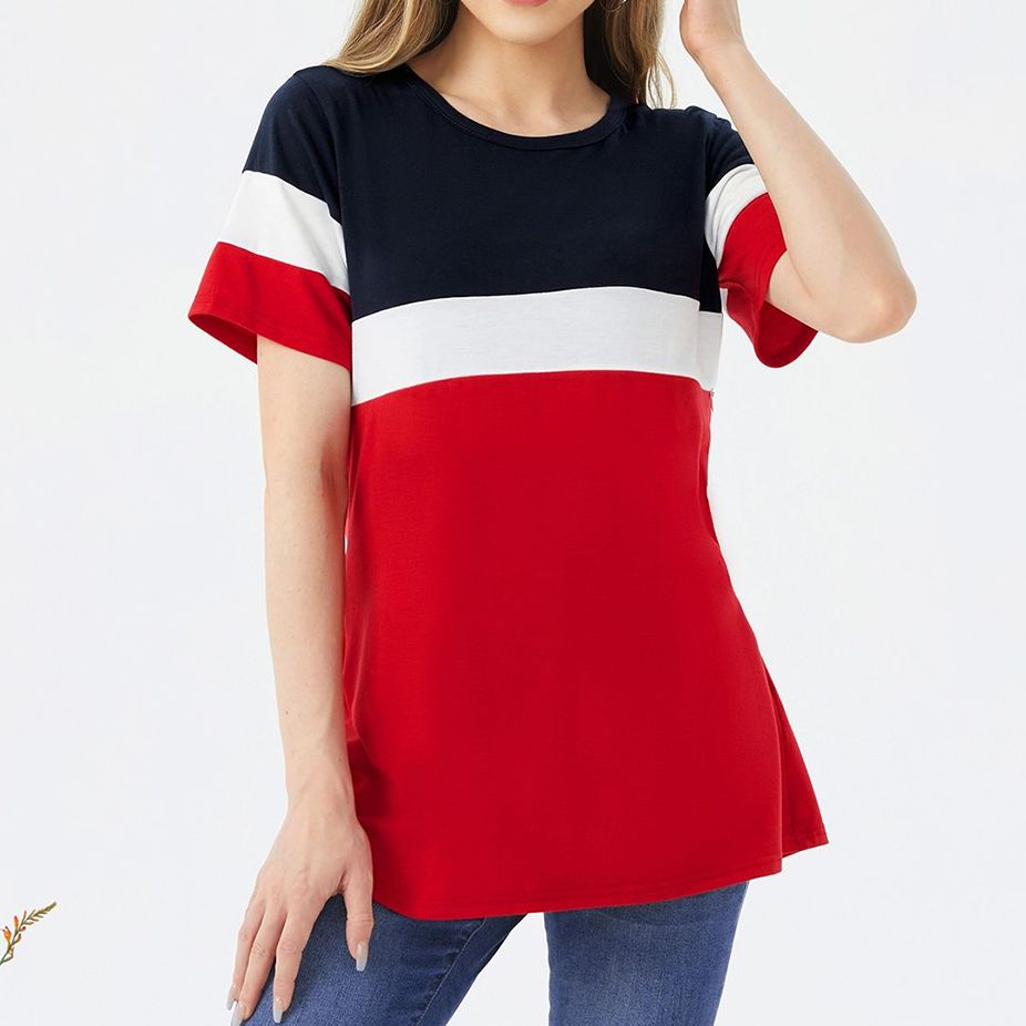 

Nursing Color Block Short-sleeve Top