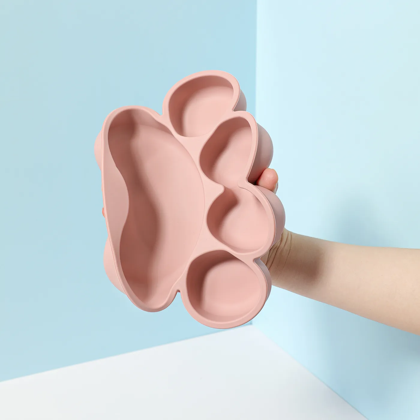 3Pcs Baby Cat Paw Suction Plates with Spoon & Fork BPA Free Food-grade Silicone Divided Design Toddler Self Feeding Utensils  image 3