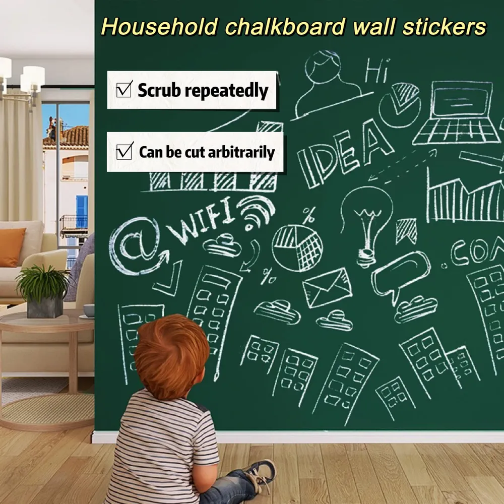 Blackboard Wallpaper Self-Adhesive Removable Chalkboard Wall Sticker Erasable Graffiti Decorative Wallboard big image 5