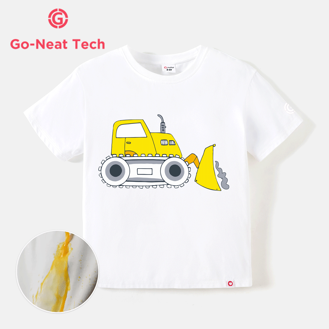 [2Y-6Y] Go-Neat Water Repellent and Stain Resistant Toddler Boy Vehicle Print Short-sleeve Tee White