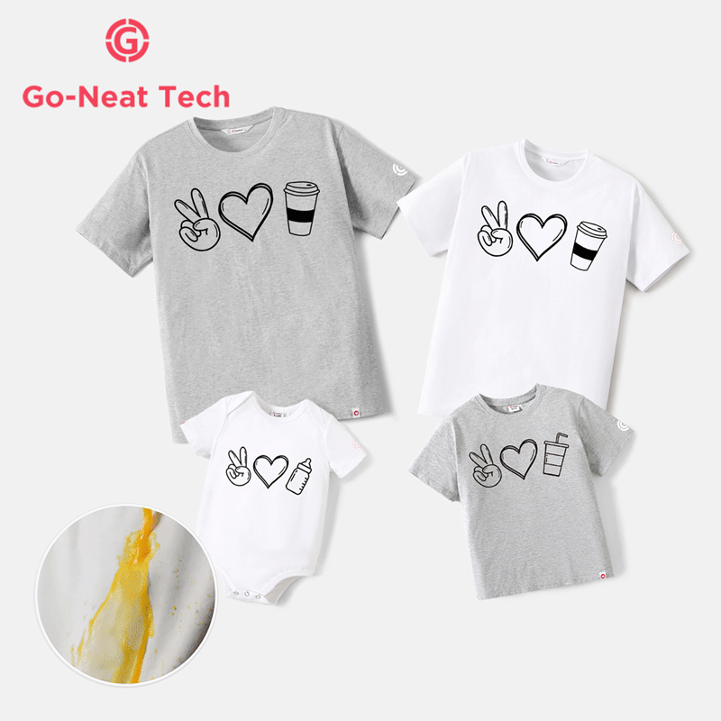 Go-Neat Water Repellent and Stain Resistant Family Matching Graphic Short-sleeve Tee White