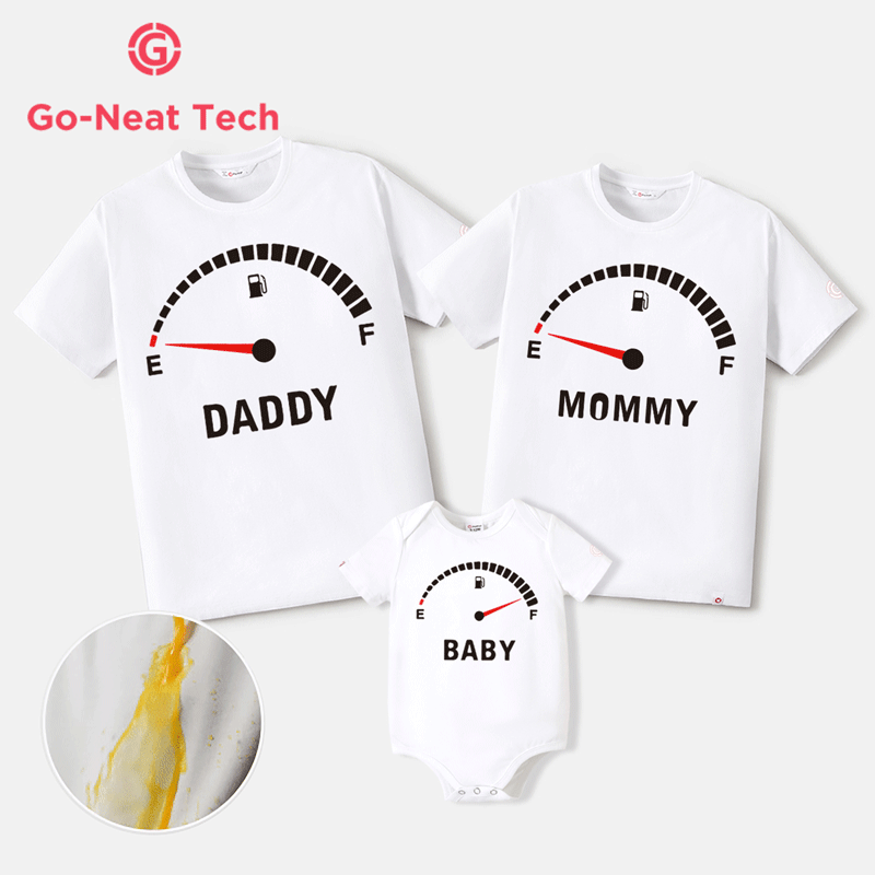 Go-Neat Water Repellent and Stain Resistant Family Matching Fuel Gauge & Letter Print Short-sleeve Tee