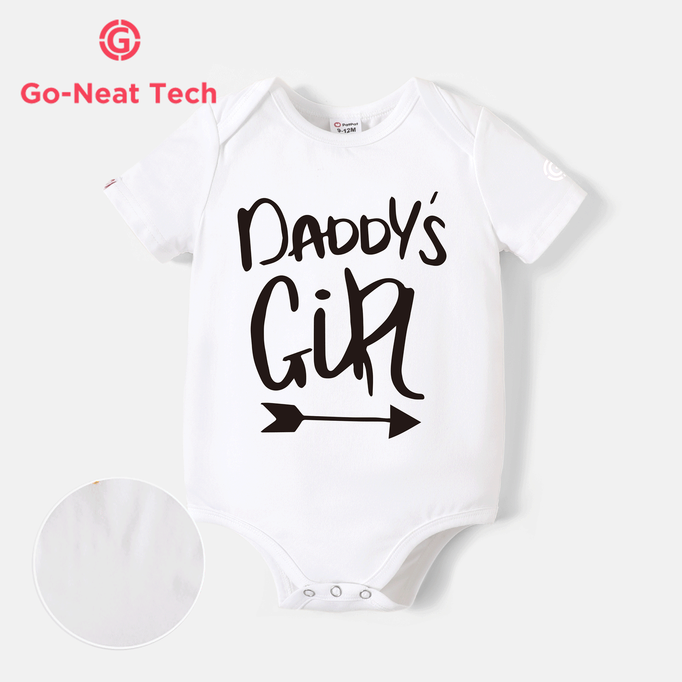 [0M-24M] Go-Neat Water Repellent and Stain Resistant Baby Boy/Girl Letter Print Short-sleeve Romper White