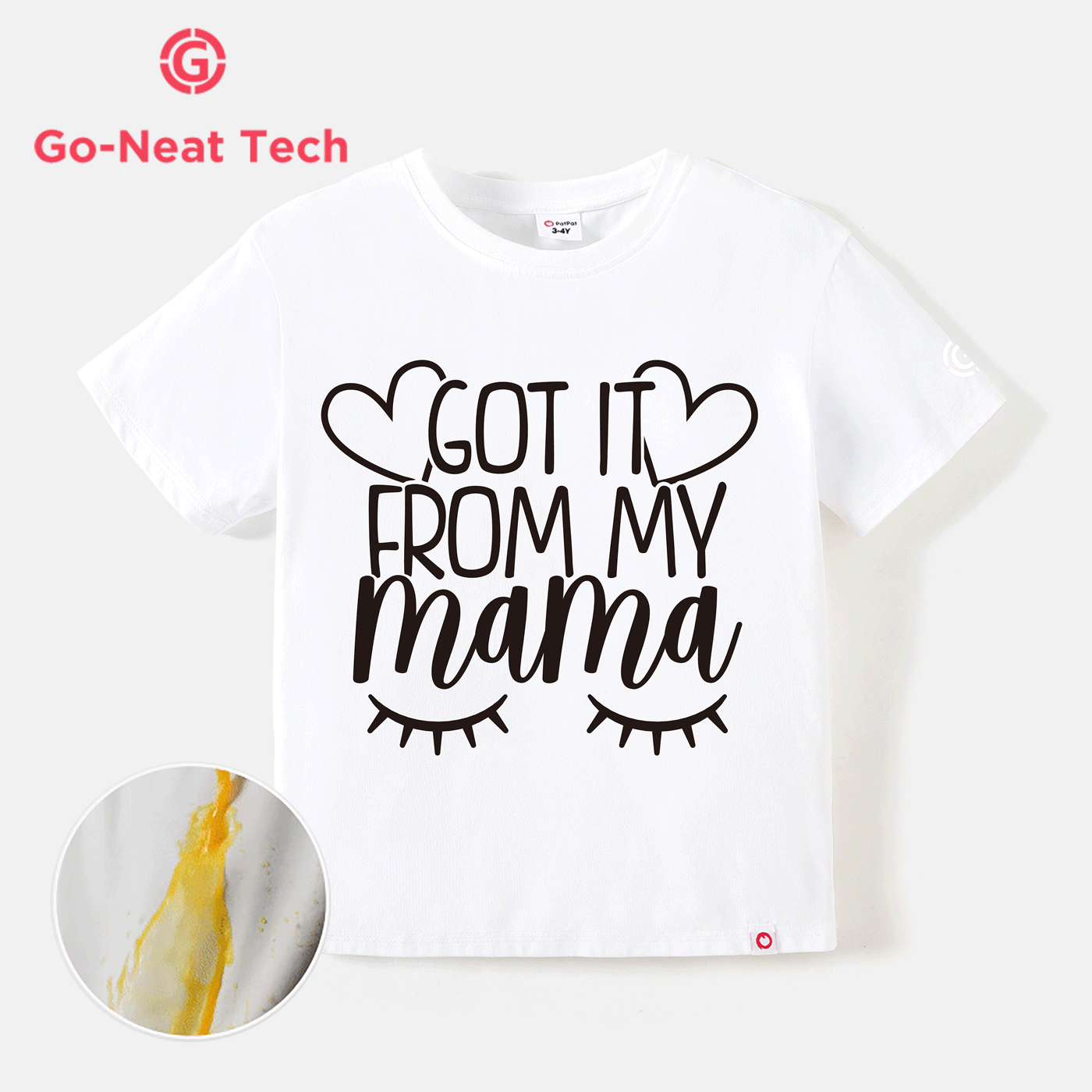 [2Y-6Y] Go-Neat Water Repellent and Stain Resistant Toddler Girl Letter Print Short-sleeve Tee White