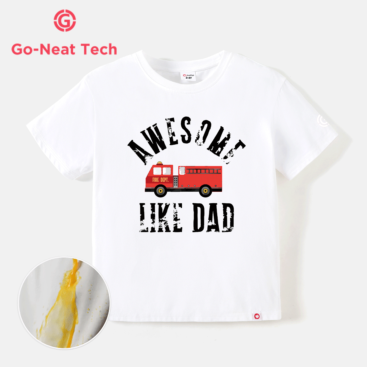 [2Y-6Y] Go-Neat Water Repellent and Stain Resistant Toddler Boy Vehicle Print Short-sleeve White Tee White