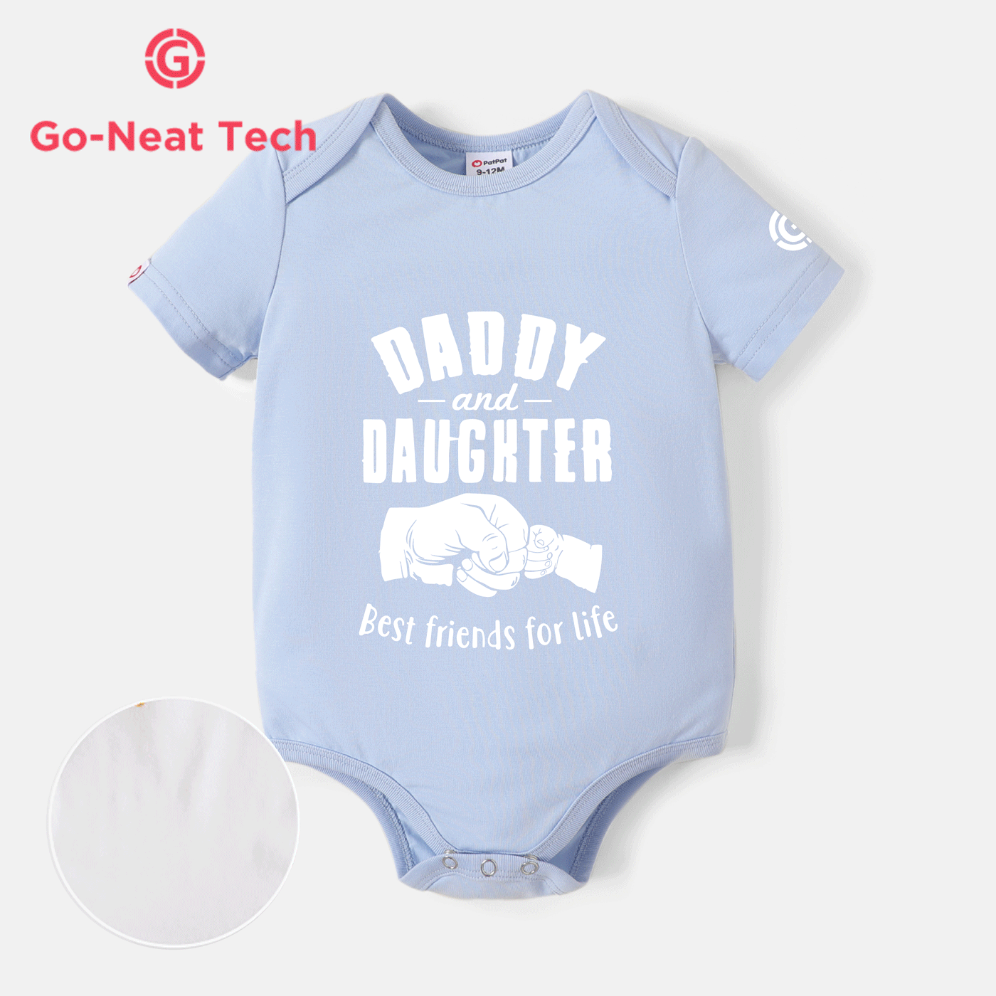 [0M-24M] Go-Neat Water Repellent and Stain Resistant Baby Girl Fist & Letter Print Short-sleeve Romper
