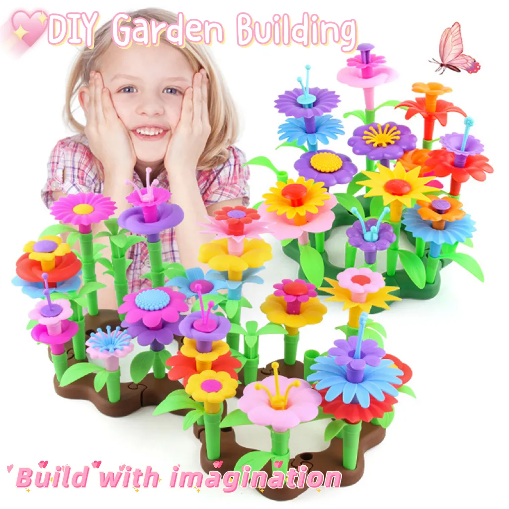 لعبة ترتيب الزهور للأطفال ، سلسلة حديقة الأحلام الإبداعية ، تجميع الألعاب التعليمية متعدد الألوان big image 1