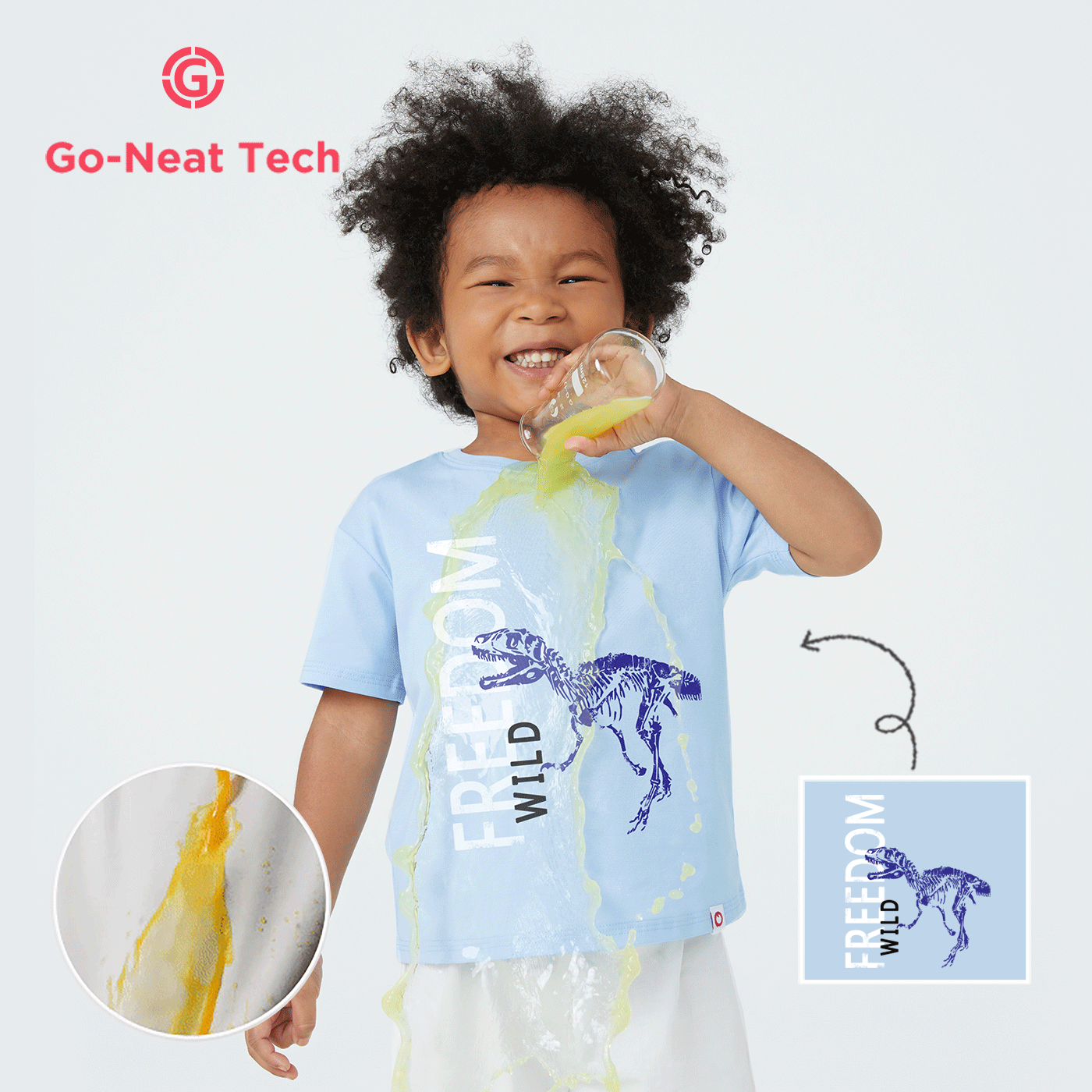[4Y-14Y] Go-Neat Water Repellent and Stain Resistant Kid Boy Animal Dinosaur Print Short-sleeve Tee