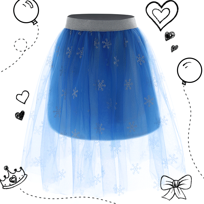 Illuminated Snowflake Glitter Design Mesh Ice Princess Skirt for Kid Girl