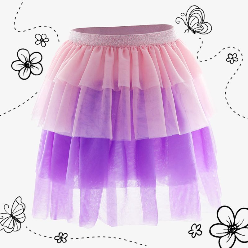 

Illuminated Colorblock Layered Mesh Skirt for Toddler Girl