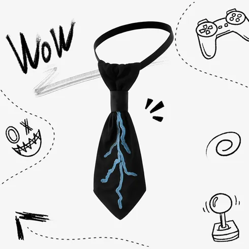 Go-Glow Light Up Lightning Bolt Shape Necktie Including Controller (Battery Inside) Black big image 7